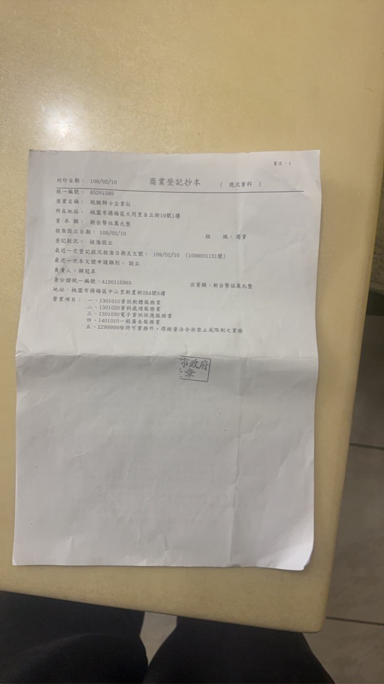 商業登記抄本